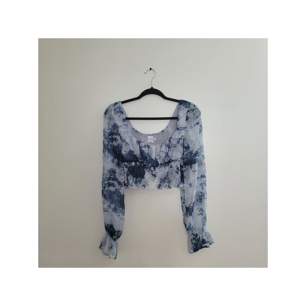 Princess Polly Laila Blue Tie-Dye Long Sleeve Blouse